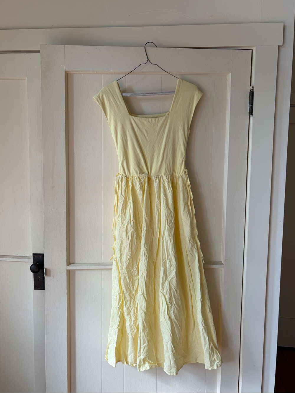 Soft Yellow Scoop Neck Midi Dress